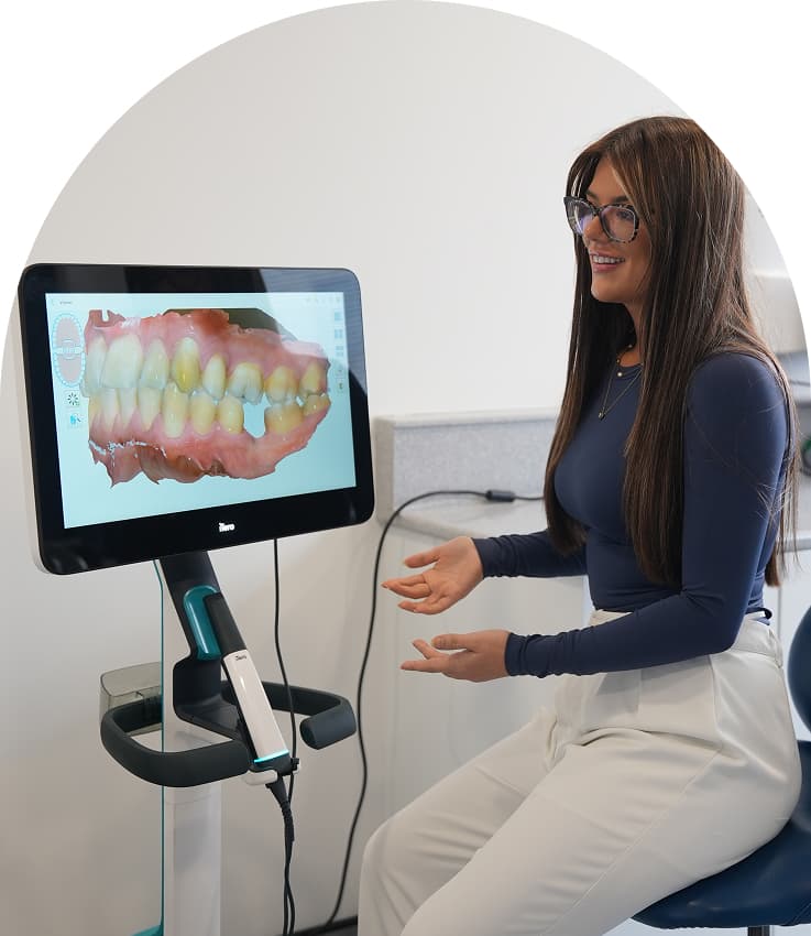 Patient viewing a digital smile scan during treatment planning