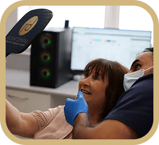 Patient during implant consultation