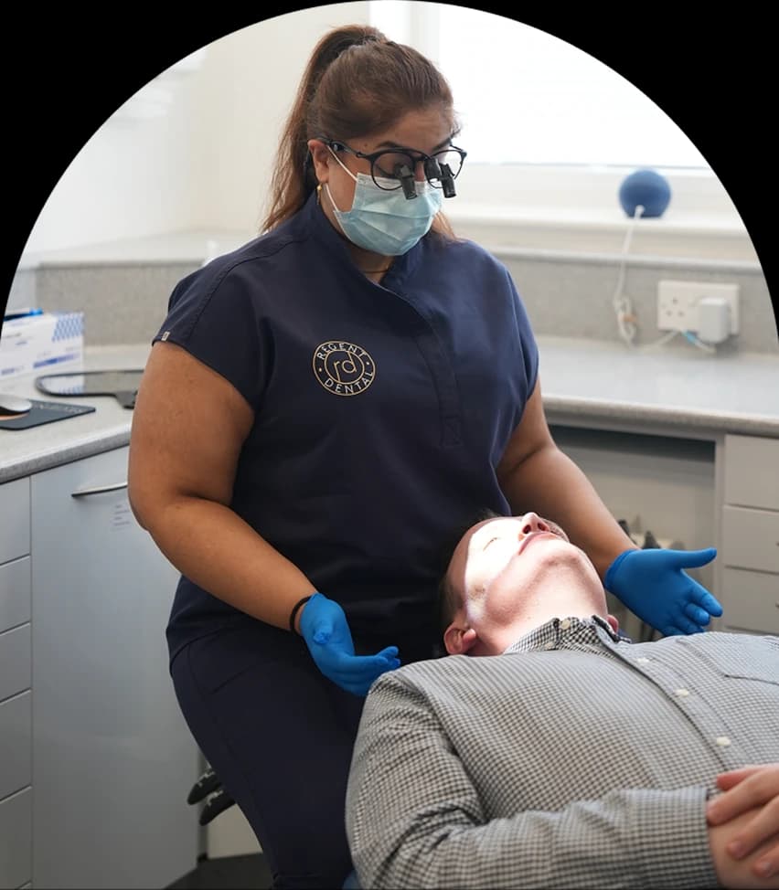 Regent Dental clinician preparing a patient for root canal treatment