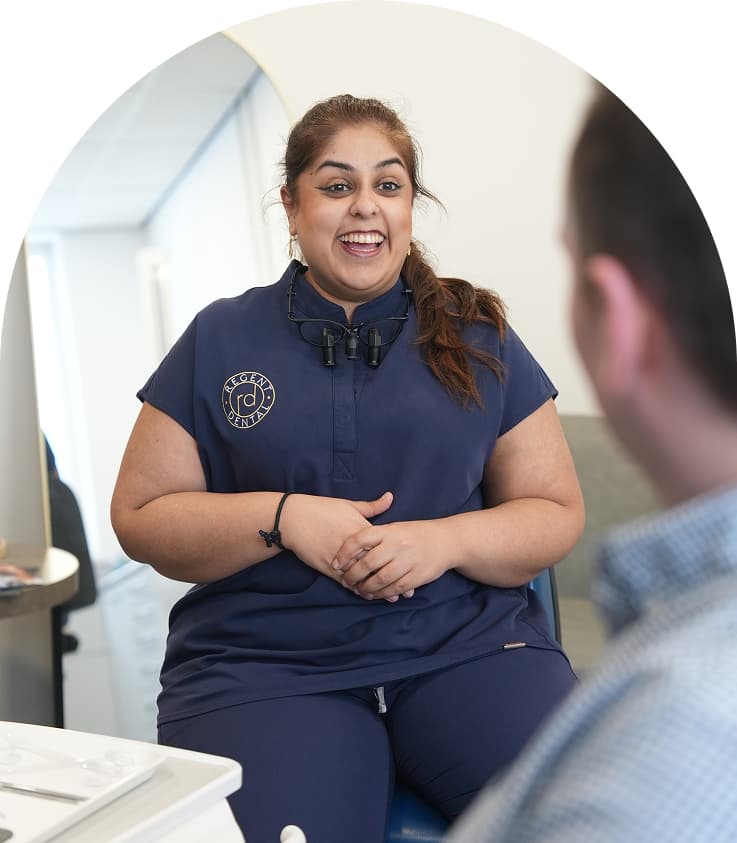 Regent Dental clinician discussing teeth whitening with a patient